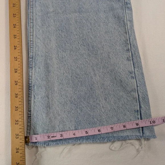 ZARA Wide Leg Jeans Womens 6 100% Cotton Distressed Denim 90's Grunge y2k Preppy - Picture 10 of 12